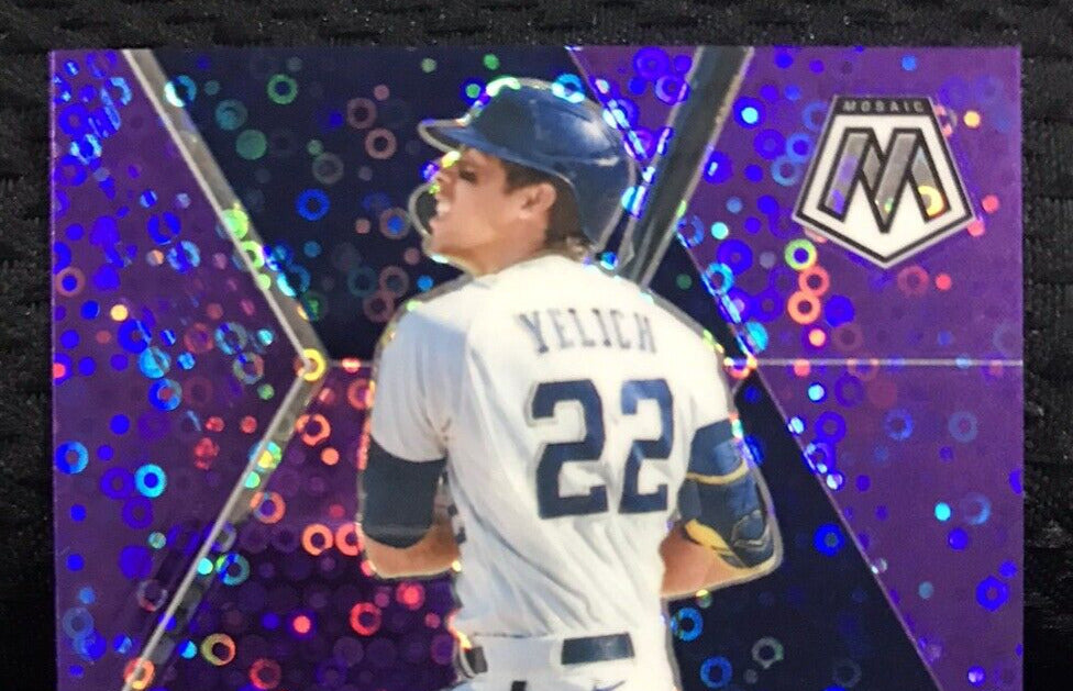 2021 Panini Mosaic Christian Yelich Quick Pitch Purple #47 Brewers /50