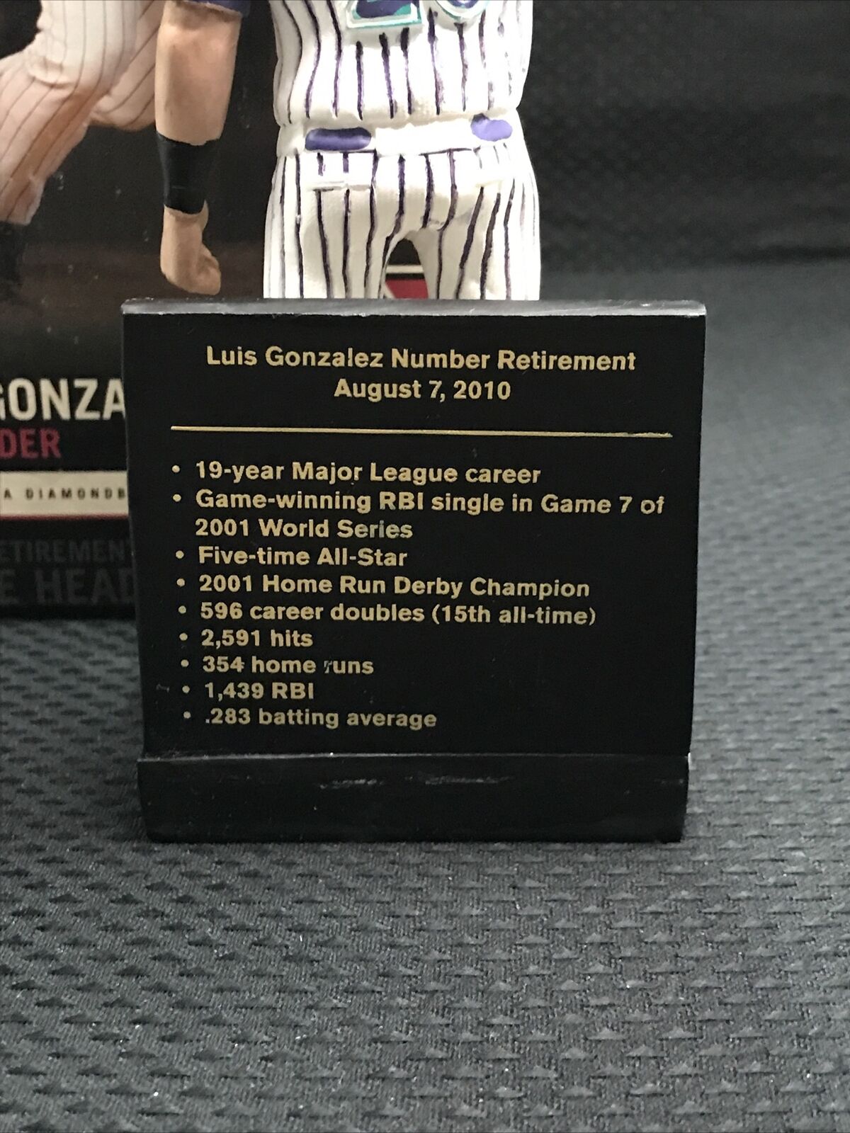 Luis Gonzalez Arizona Diamondbacks Jersey Retirement Bobblehead Autographed