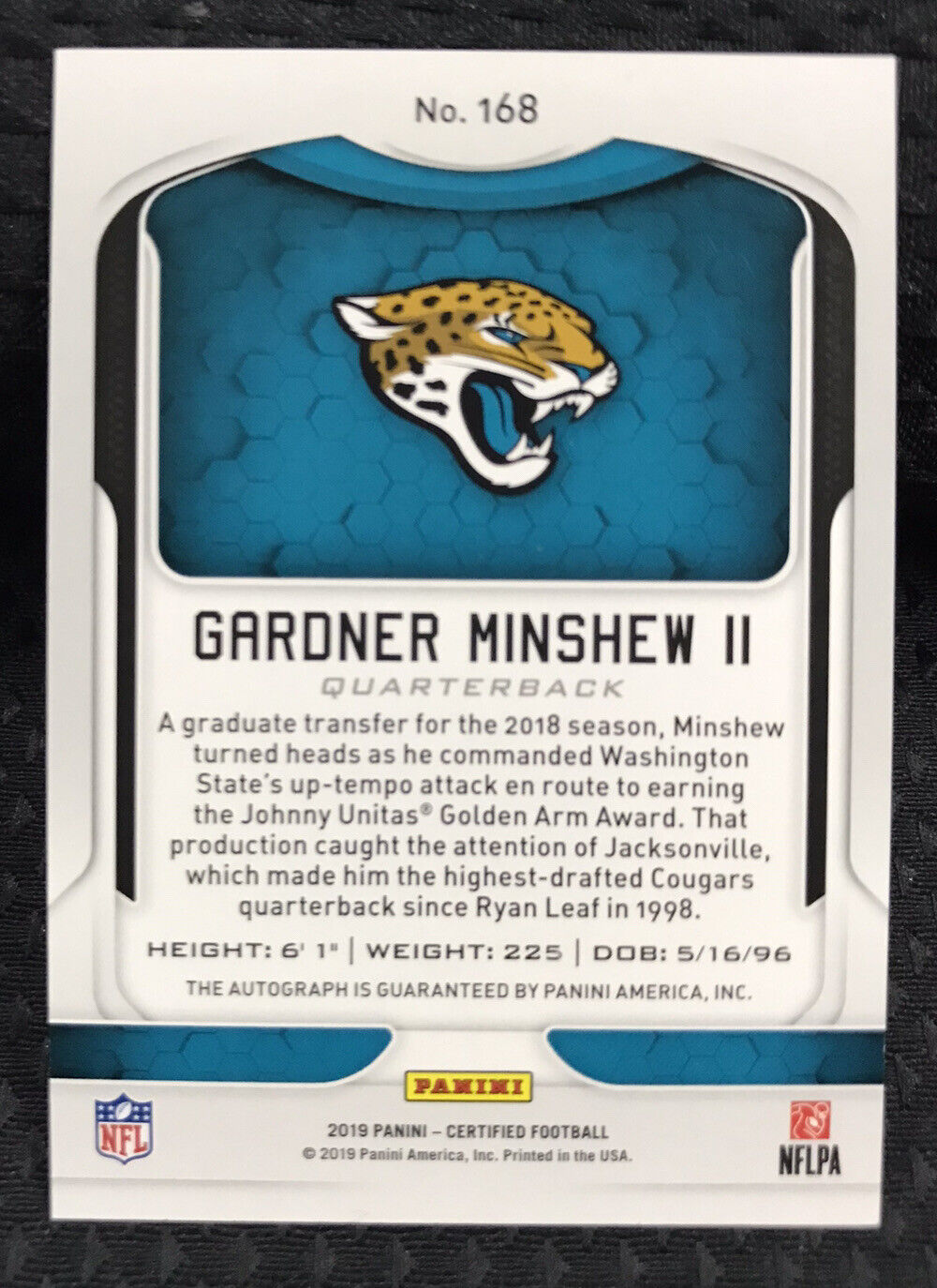 2019 CERTIFIED MIRROR TEAL GARDNER MINSHEW AUTOGRAPH RC 40/50 - JAGS/EAGLES SP