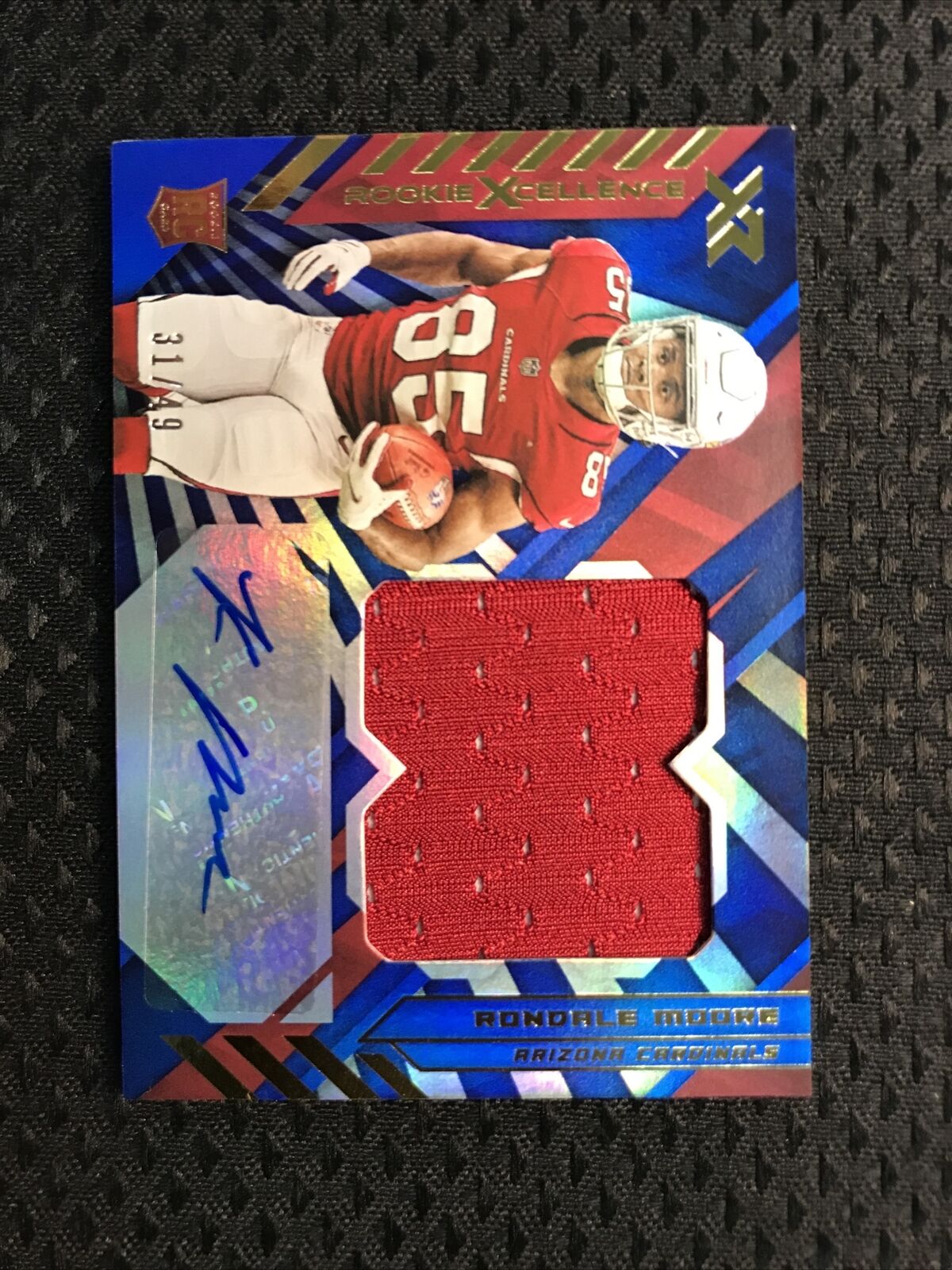 2021 Panini XR Xcellence Swatches Blue /49 Rondale Moore #RXA-RMO Rookie Auto RC