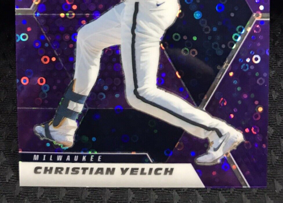 2021 Panini Mosaic Christian Yelich Quick Pitch Purple #47 Brewers /50