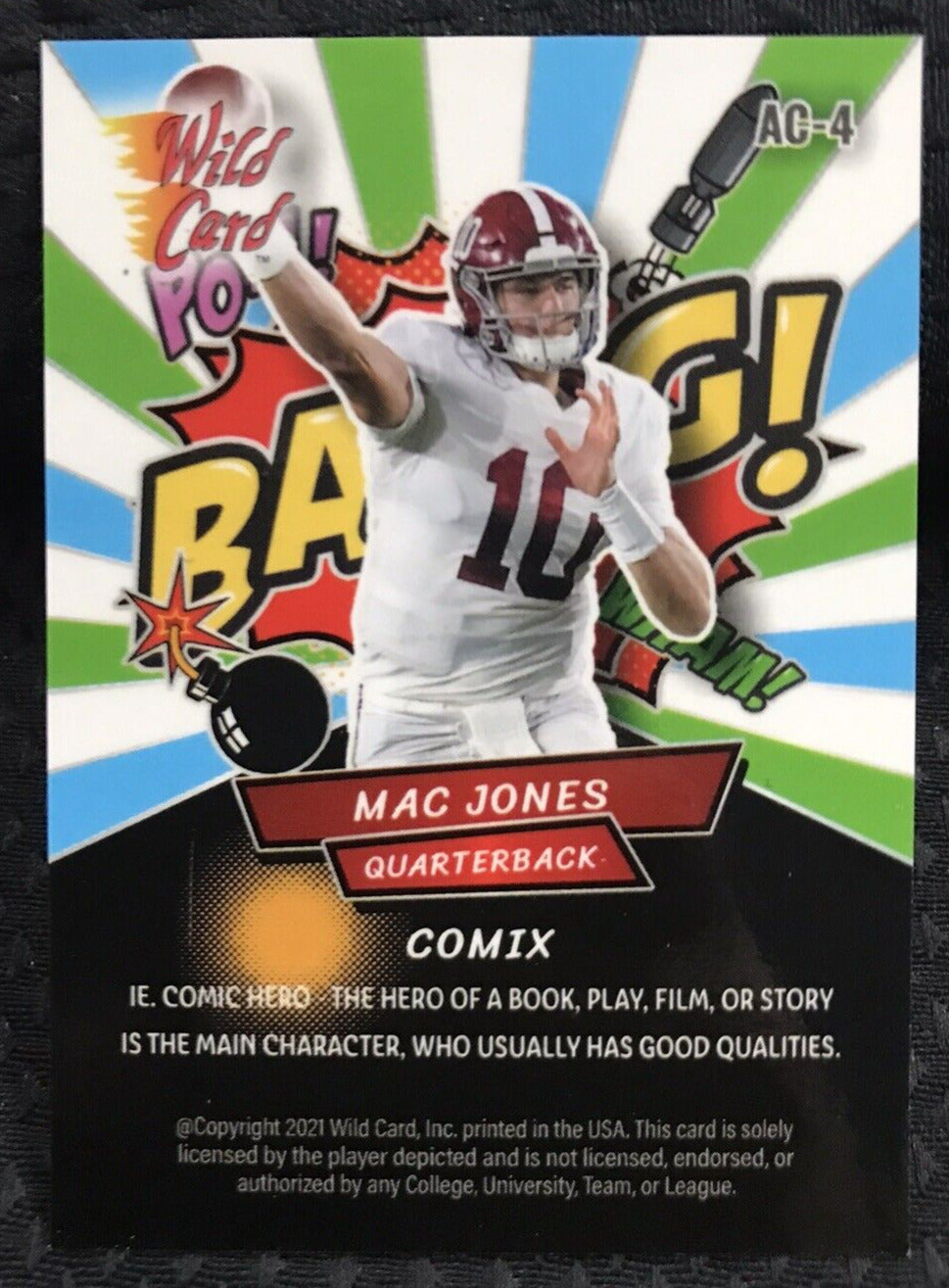 RARE!! MAC JONES - 2021 WILD CARD ALUMINATION - COMIX HOLO-LUX #'d/15 - ROOKIE