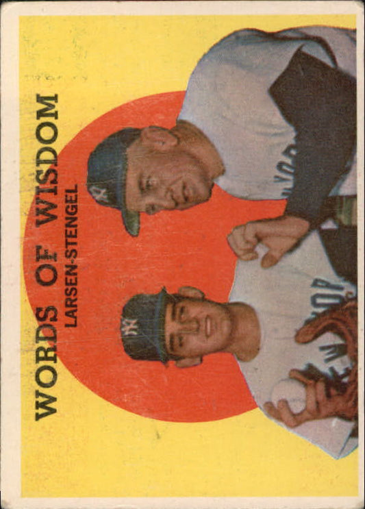 1959 Topps #383 Words of Wisdom Don Larsen Casey Stengel MG - NM