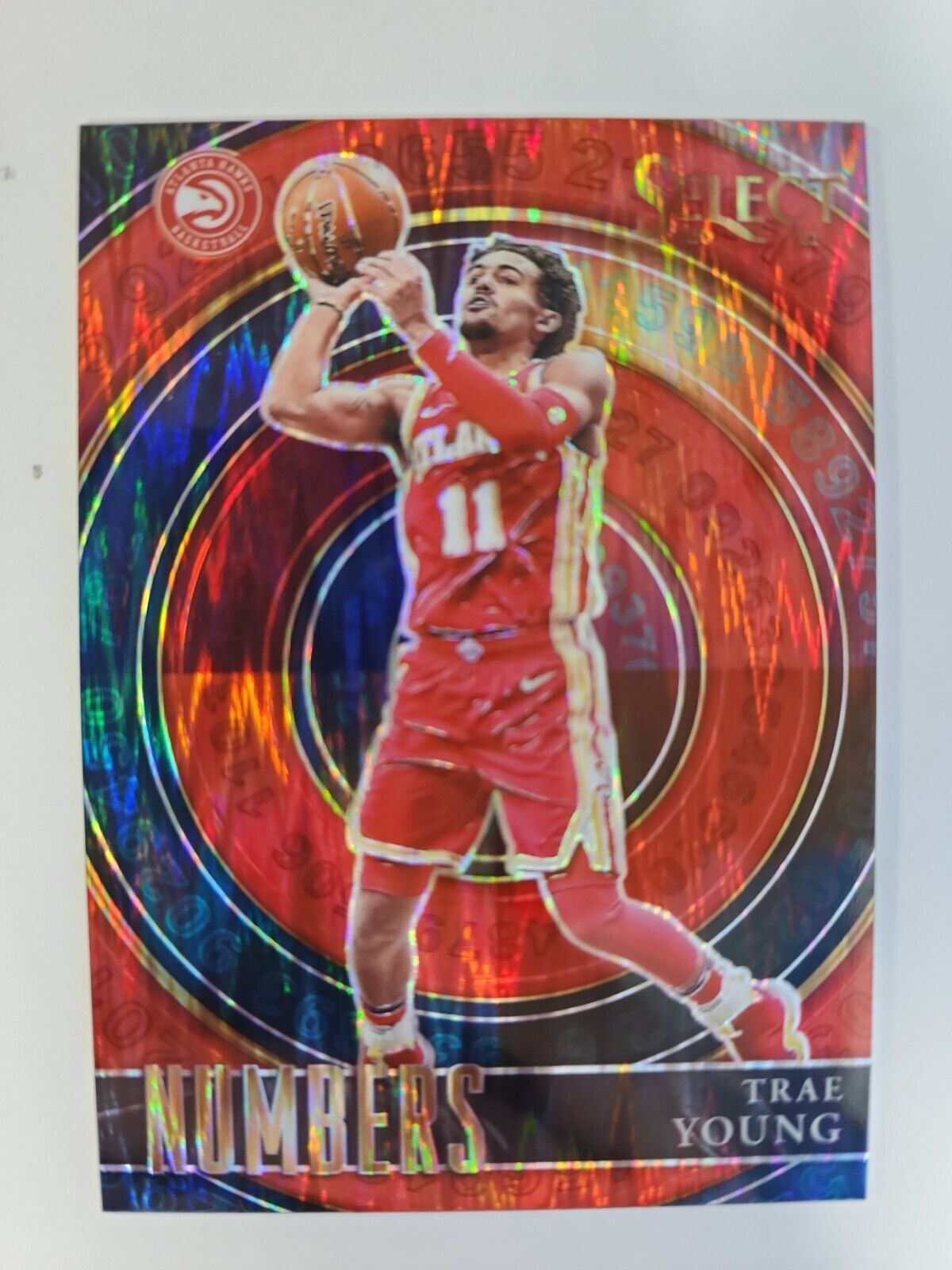 2020-21 Panini Select Trae Young Numbers Red Flash Shock #14
