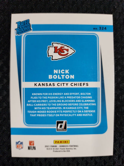 2021 Donruss Rated Rookie Red Press Proof Nick Bolton Kansas City Chiefs #324