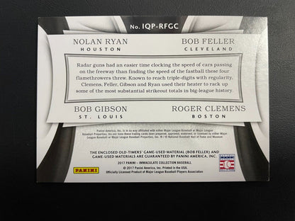 2017 Immaculate Nolan Ryan Bob Feller Bob Gibson Roger Clemens 4 PATCHES #'d/49