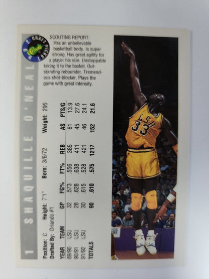 Shaquille O’neal Rookie Card SHAQ 1992 Classic Draft Pick LSU Collector.