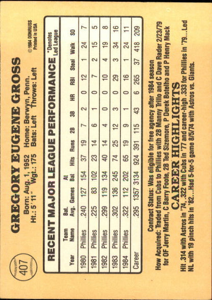 1985 Donruss #407 Greg Gross - NM
