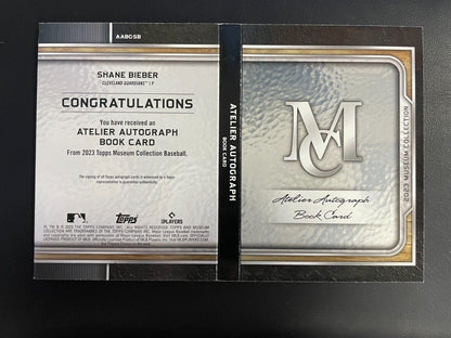 2023 Topps Museum Collection Shane Bieber Atelier Auto Booklet /25