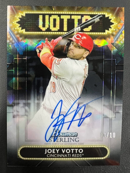 2022 BOWMAN STERLING REFRACTOR JOEY VOTTO AUTOGRAPH AUTO #D/10 CINCINNATI REDS J
