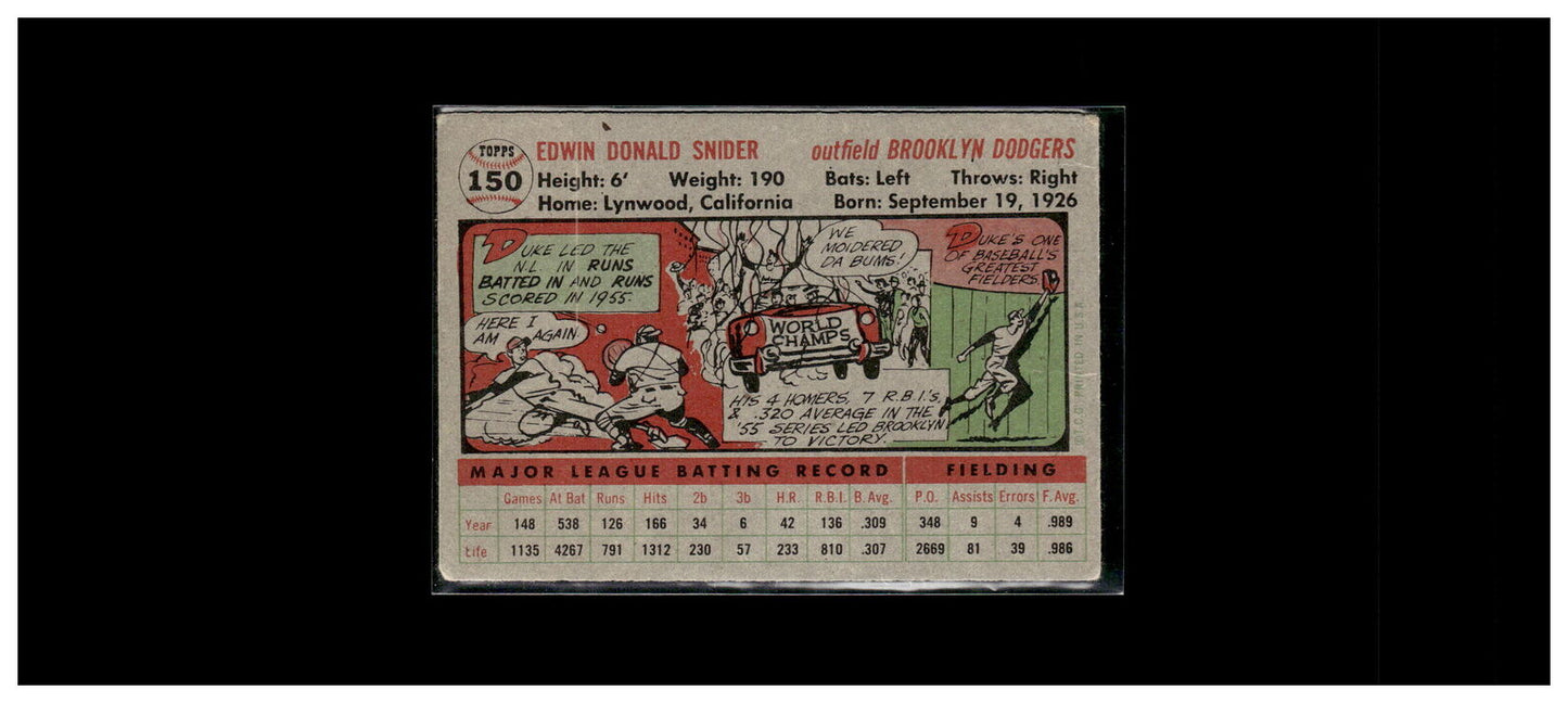 1956 Topps #150b Duke Snider