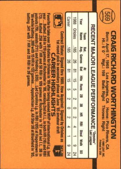 1989 Donruss #569 Craig Worthington DP - NM