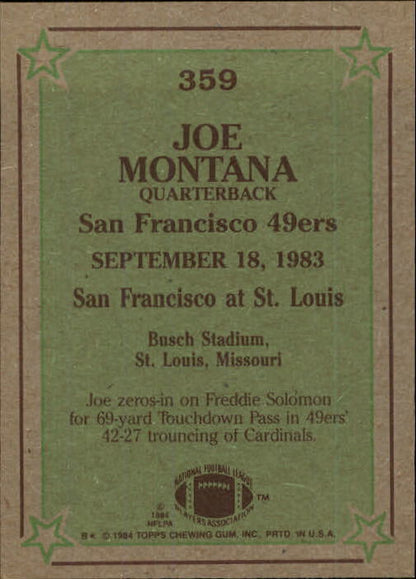 1984 Topps #359 Joe Montana IR - NrMt+