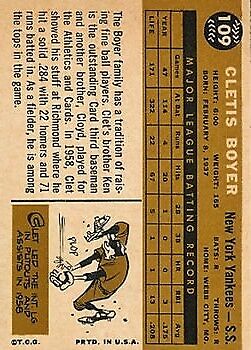 1960 Topps #109 Clete Boyer - Ex+