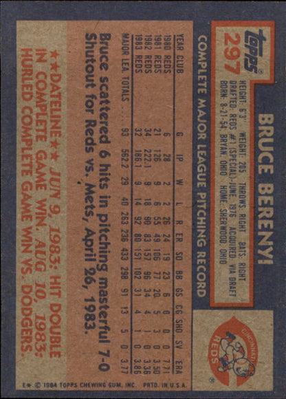 1984 Topps #297 Bruce Berenyi - NM
