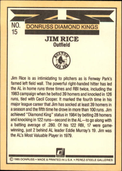 1985 Donruss #15 Jim Rice DK - NM