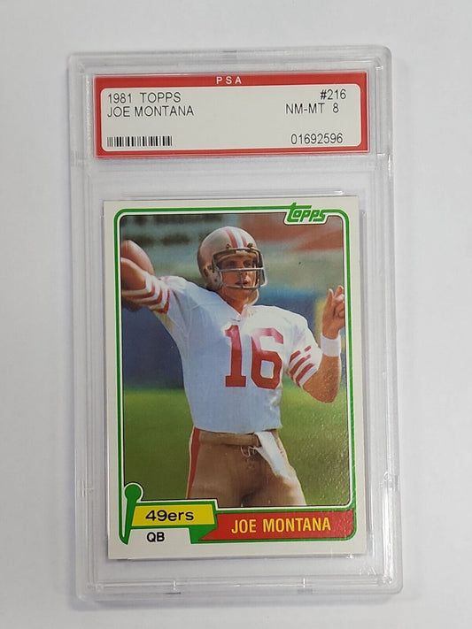 1981 Topps #216 Joe Montana PSA 8 Rookie Card HOF Four Super Bowl Titles