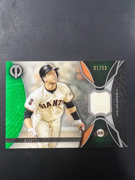 2017 Topps Tribute Buster Posey Certified Relic Green Game Used Jersey #81/99
