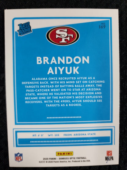 2020 Donruss Optic Brandon Aiyuk Rated Rookie Card Base #169 RC 49ers