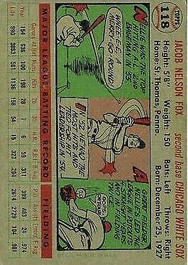 1956 Topps #118 Nellie Fox - Vg+