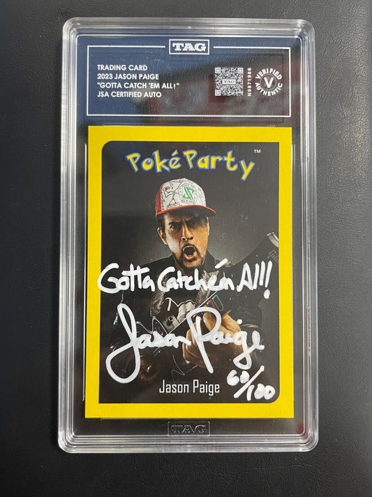 2023 Poké Party Jason Paige Pokémon Auto Yellow /100 Art Work On Back