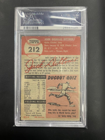 1953 Topps Jack Dittmer #212 Braves PSA VG 3