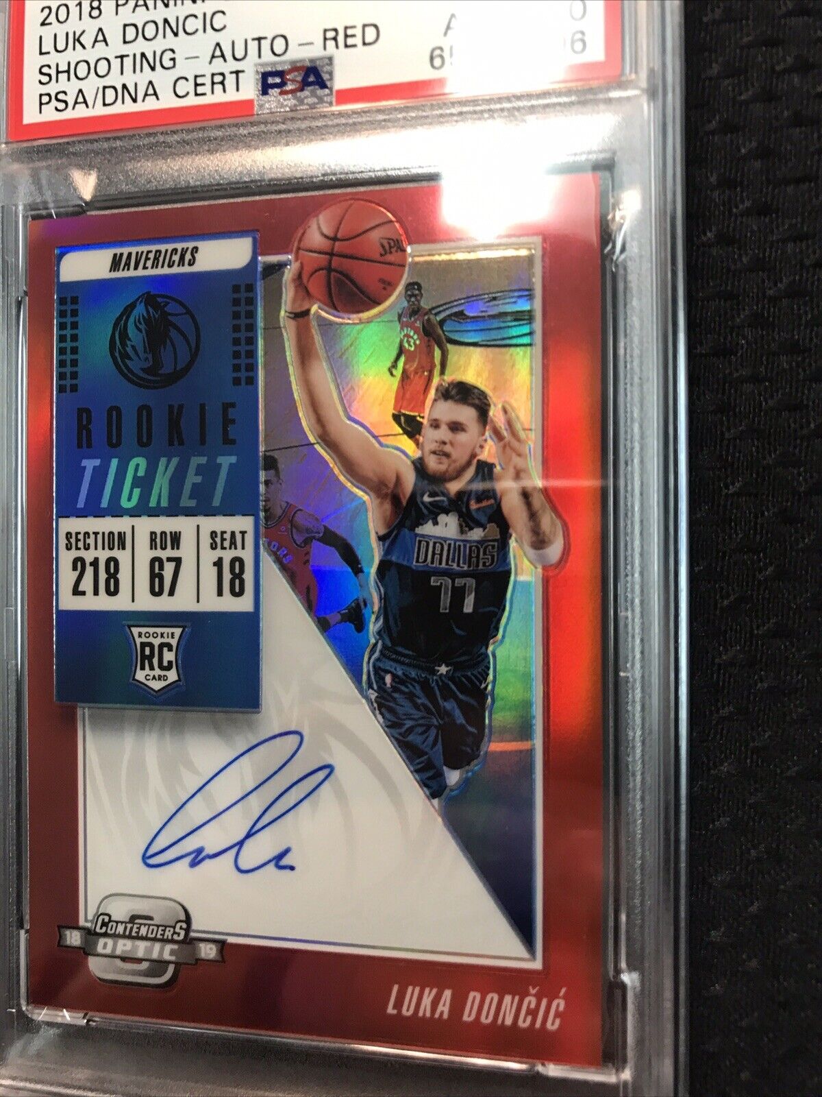 2018-19 Panini Contenders Optic LUKA DONCIC RC Red Rookie Ticket AUTO PSA 9 /149