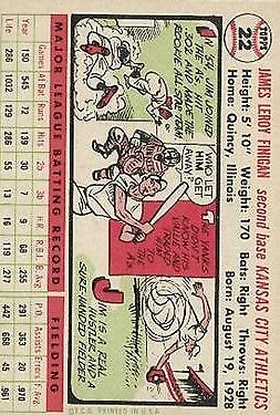 1956 Topps #22 Jim Finigan - NM