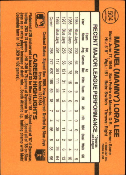 1989 Donruss #504 Manny Lee - NM