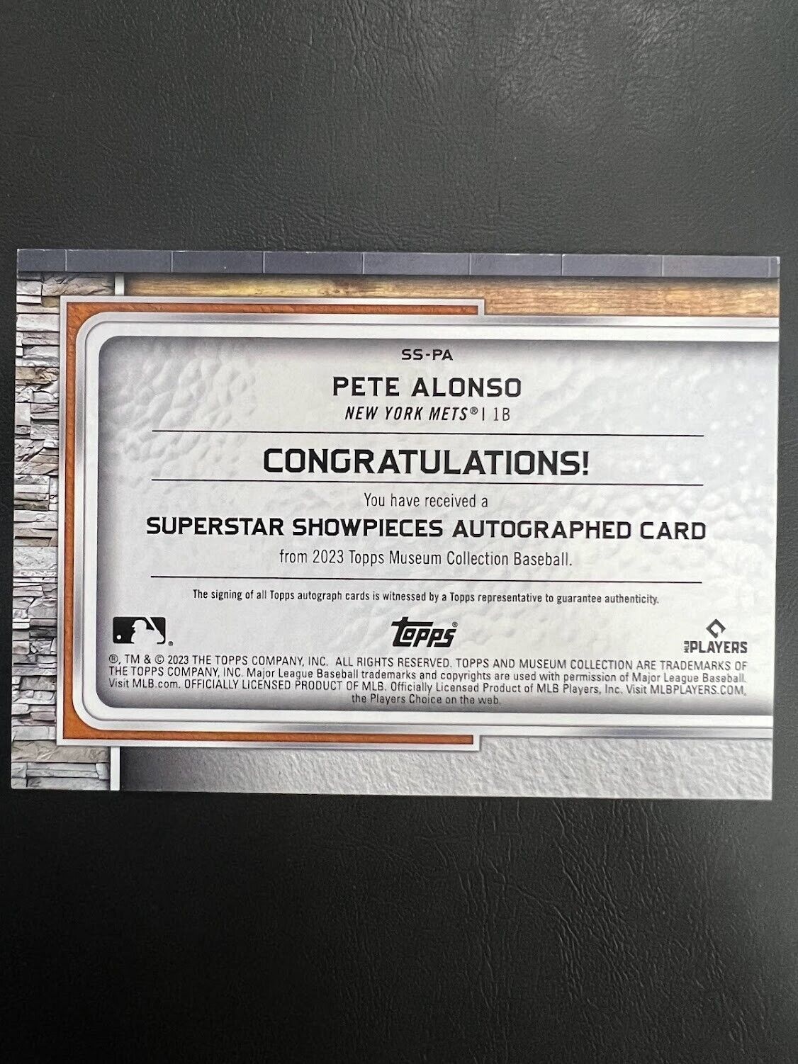 2023 Topps Museum Superstar Showpieces Pete Alonso Mets Auto SP 08/25 J