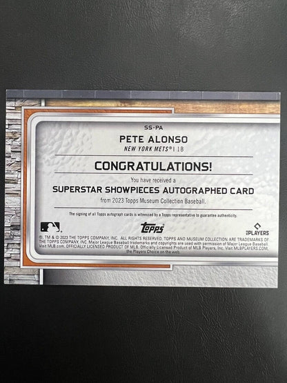 2023 Topps Museum Superstar Showpieces Pete Alonso Mets Auto SP 08/25 J