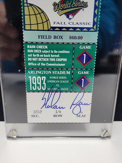 Nolan Ryan signed 1993 World Series phantom ticket /500 Retirement Year.!