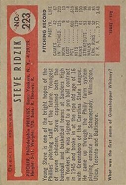 1954 Bowman #223 Steve Ridzik - NM