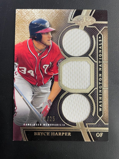 2015 Topps Tier One Bryce Harper Nationals Triple Game Worn Patches /25
