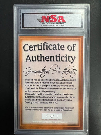 National Sportcard Authentication Tony Romo Game Used NSA Jersey patch 1/1 J