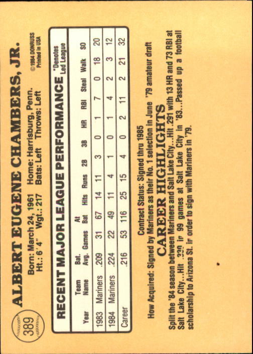1985 Donruss #389 Al Chambers - NM
