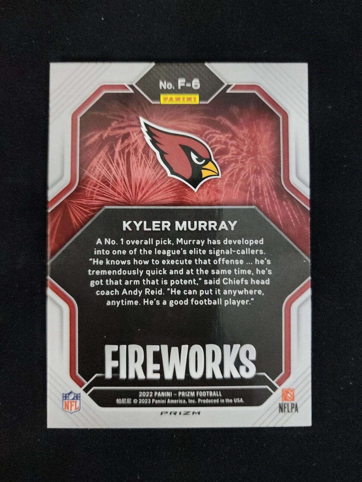 2022 Panini Prizm Kyler Murray Disco Fireworks Insert Arizona Cardinals
