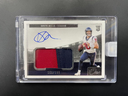 2021 Panini One Davis Mills RPA Rookie Jersey Patch Auto RC #156/199 Texans