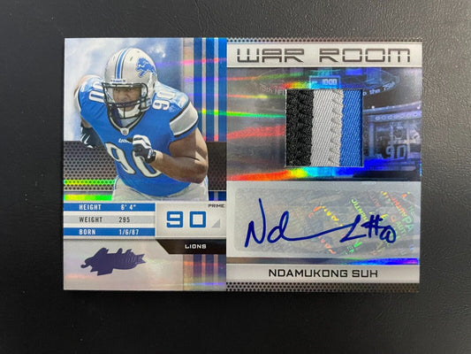 2010 Panini Absolute Memorabilia War Room Ndamukong Suh Auto RC Jersey Patch /10