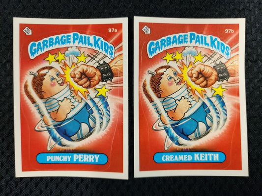 1986 Garbage Pail Kids Series 3 97A Punchy Perry 97B Creamed Keith