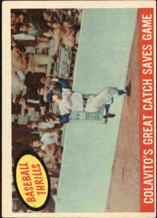 1959 Topps #462 Rocky Colavito BT Great Catch - NM