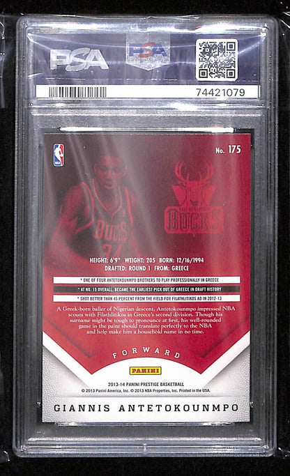 GIANNIS ANTETOKOUNMPO 2013/14 PANINI PRESTIGE #175 RC ROOKIE BUCKS PSA 8 NM-MT