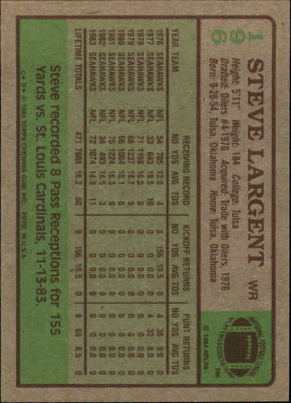 1984 Topps #196 Steve Largent - NrMt+
