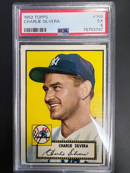 1952 Topps Set-Break #168 CHARLIE SILVERA Rookie RC New York Yankees PSA 5 J