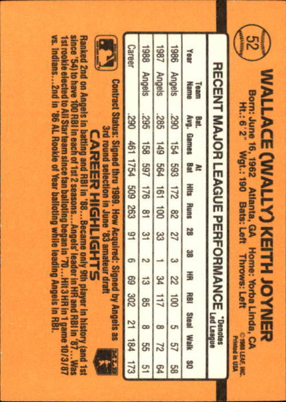 1989 Donruss #52 Wally Joyner - NM