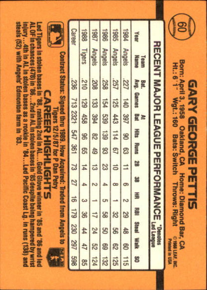 1989 Donruss #60 Gary Pettis - NM