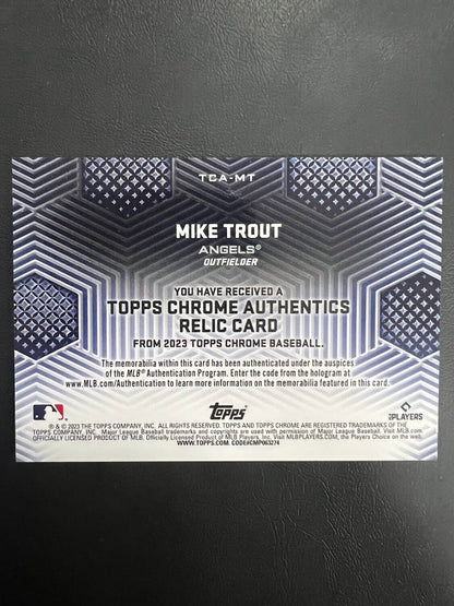 2023 Topps Chrome Mike Trout Authentics Relic Patch Angels #TCA-MT J