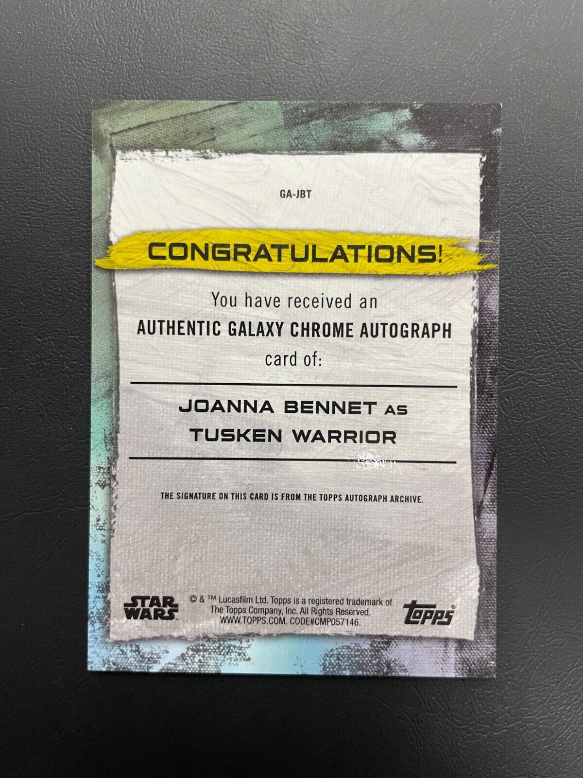 2022 Topps Chrome Star Wars Galaxy Tusken Warrior Joanna Bennet Purple Auto /50