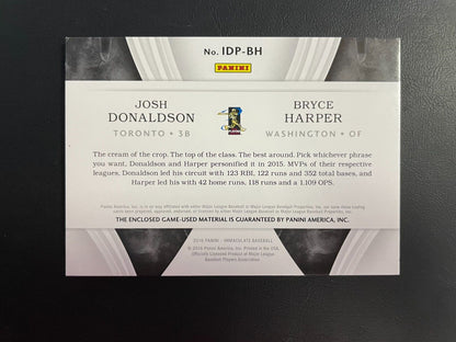 2016 Panini Immaculate Bryce Harper/Josh Donaldson #IDP-BH Dual Players /99