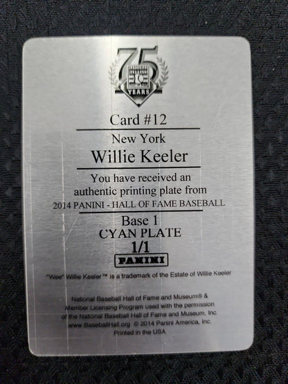 2014 Panini Hall of Fame Cyan Printing Plate Willie Keeler 1/1 #12